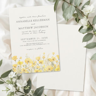 Convites Casamento Floral Amarelo de Flores Silvestres