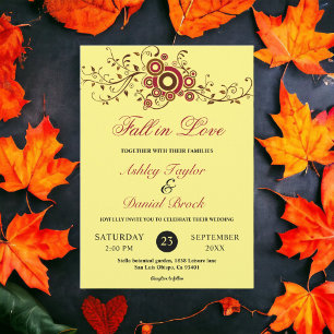 Convites Casamento Floral Amarelo de Folhagem do Ornamentad