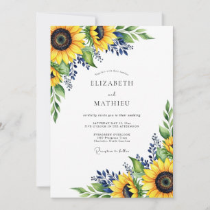 Convites Casamento Floral Amarelo de Outono