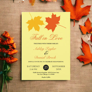 Convites Casamento Floral Amarelo de outono Elegante