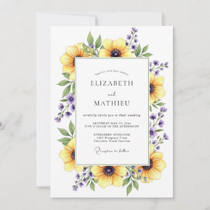 Convites Casamento Floral Amarelo de Primavera