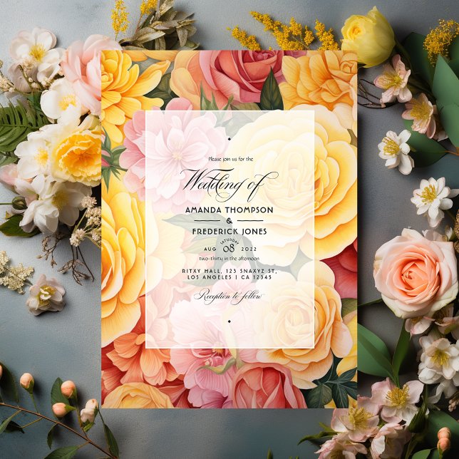 Convites Casamento Floral Amarelo e Escamudo (Criador carregado)