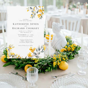 Convites Casamento Floral Amarelo Moderno Sem Pais II