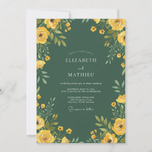 Convites Casamento Floral Amarelo na Floresta
