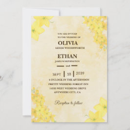 Convites Casamento floral amarelo na primavera