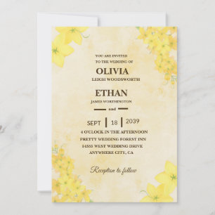 Convites Casamento floral amarelo na primavera