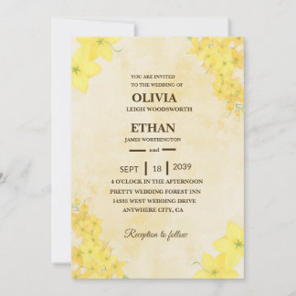 Convites Casamento floral amarelo na primavera