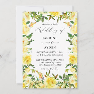 Convites Casamento Floral Amarelo V2