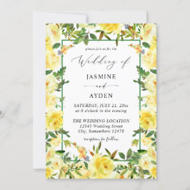 Convites Casamento Floral Amarelo V3