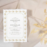 Convites Casamento Floral Amarelo Vintage Watercolor<br><div class="desc">Elegante convite para o casamento floral com delicados florais amarelos e um clássico design de fronteira. Perfeito para comemorações de primavera e verão,  este eterno e download digital personalizável dá o tom para um evento alegre e sofisticado.</div>