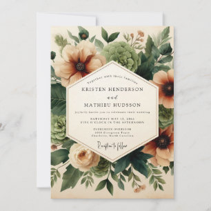 Convites Casamento Floral Âmbar na Floresta