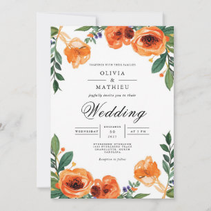 Convites Casamento Floral Amber Blossom