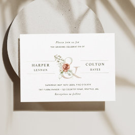 Convites Casamento Floral Ampersand Elegant Watercolor