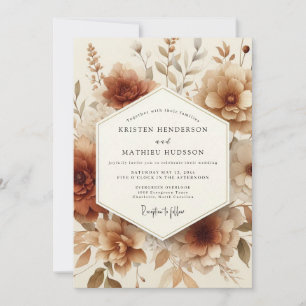 Convites Casamento Floral Antigo Sépia
