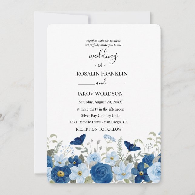 Convites casamento floral aquarela (Frente)