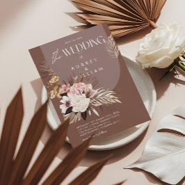 Convites Casamento Floral Aquarela Boêmio Chic Moderno