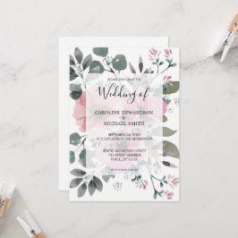 Convites Casamento floral aquarela botânica elegante rústic