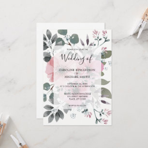 Convites Casamento floral aquarela botânica elegante rústic