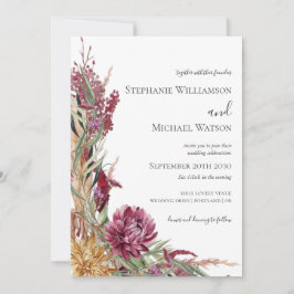 Convites Casamento Floral Aquarela de Crisântemos de Outono
