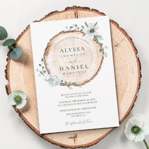 Convites Casamento Floral Aquarela de Sabugueiro com Corte 
