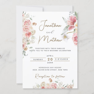 Convites Casamento Floral Aquarela Jardim de Verão