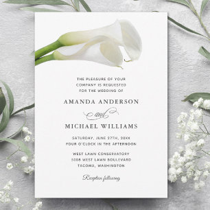 Convites Casamento Floral Aquarela Lírios-de-Calla Brancos