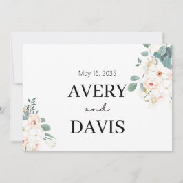 Convites Casamento Floral Aquarela Minimalista Personalizad