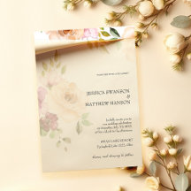 Casamento Floral Aquarela Rosas Bege Boêmio