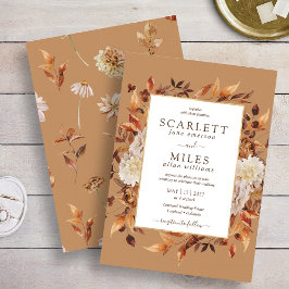 Convites Casamento Floral Aquarela Terracota Queda Dourada