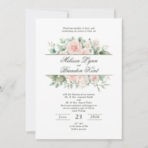 Convites Casamento Floral Aquarela Verde Sálvia Elegante