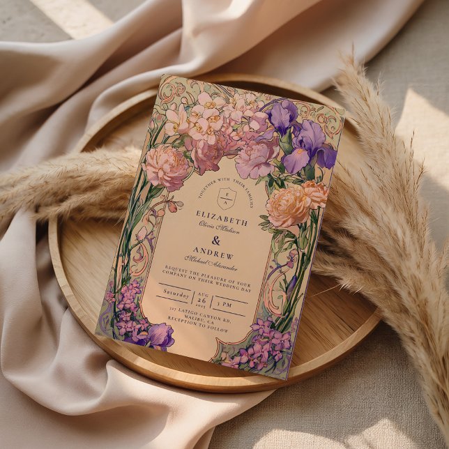 Convites Casamento Floral Art Nouveau (Criador carregado)