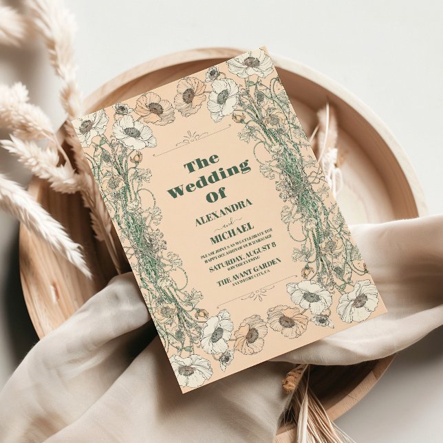Convites Casamento Floral Art Nouveau (Criador carregado)