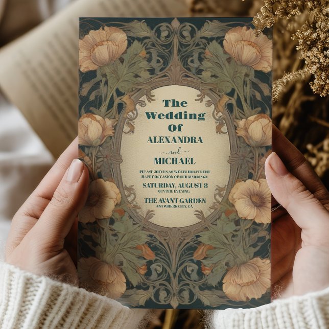 Convites Casamento Floral Art Nouveau (Criador carregado)