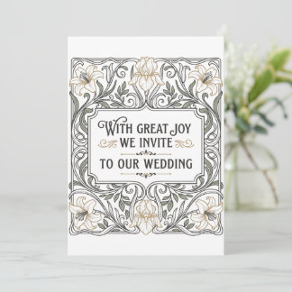 Convites Casamento Floral Art Nouveau