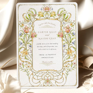 Convites Casamento Floral Art Nouveau Romântico