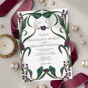 Convites Casamento Floral Art Nouveau Tom de Joia