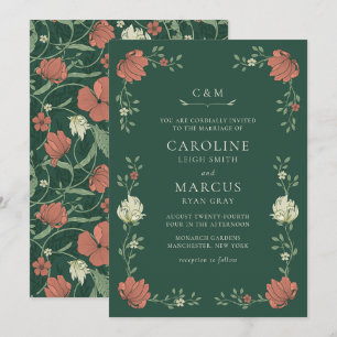 Convites Casamento Floral Art Nouveau Vintage