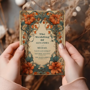 Convites Casamento Floral Art Nouveau Vintage