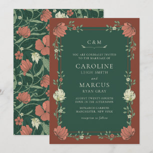 Convites Casamento Floral Art Nouveau Vintage