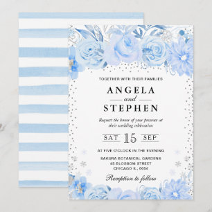 Convites Casamento Floral Ártico de Inverno em Aquarela