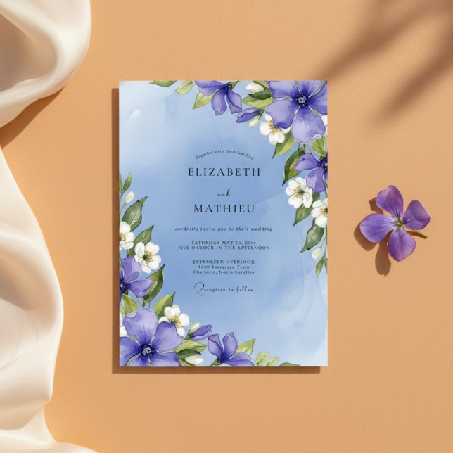 Convites Casamento Floral Artístico Lavanda (Criador carregado)