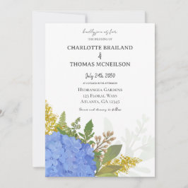 Convites Casamento Floral Artístico Moderno da Hydrangea Az