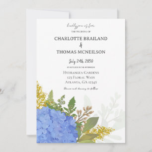 Convites Casamento Floral Artístico Moderno da Hydrangea Az