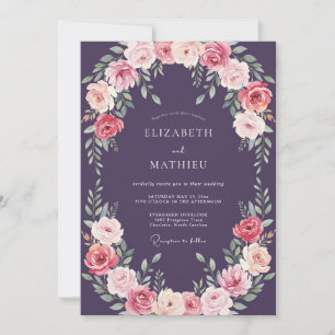Convites Casamento Floral Atmosférico Ameixa