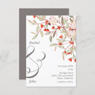 Convites Casamento Floral australiano com Cinzas e Blush