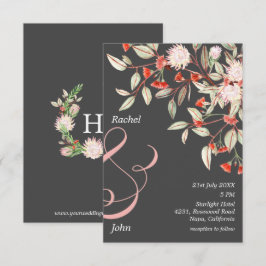 Convites Casamento Floral australiano com Cinzas e Blush