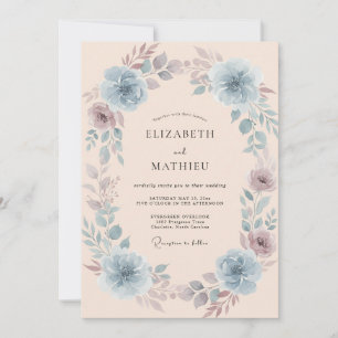 Convites Casamento Floral Azul