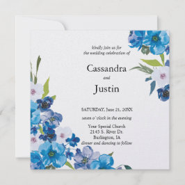 Convites Casamento Floral Azul bonito
