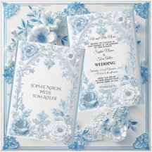 Casamento Floral Azul Branco no Estilo Francês Ant