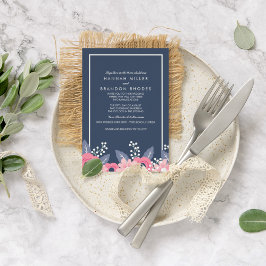 Convites Casamento Floral Azul Brilhante para Famílias Mist